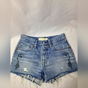 LEVIS limited edition XX DAY CELEBRATION denim embroidered shorts- Size W26